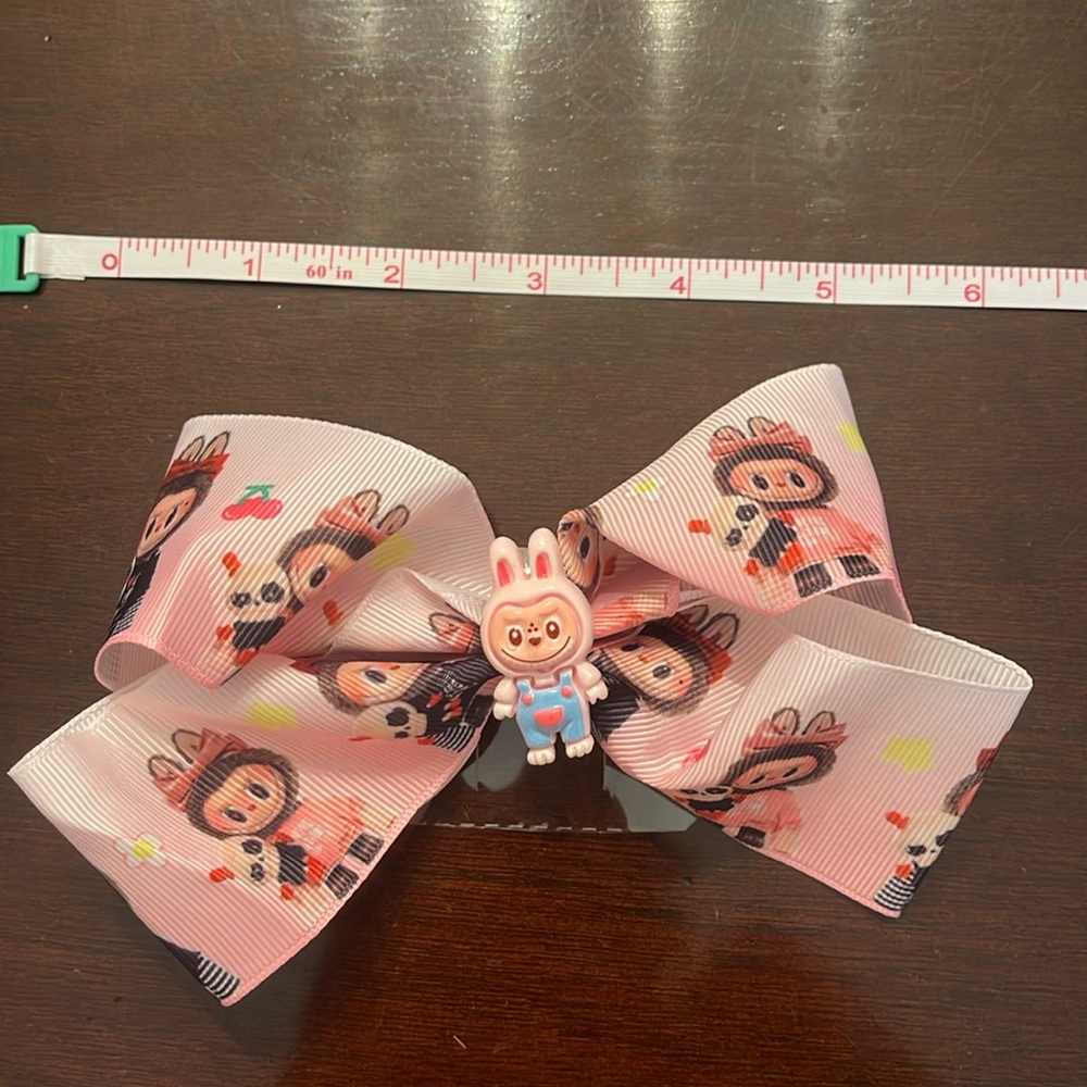 Pink Cartoon Labubu Monster Hair Bow for Kids nwt